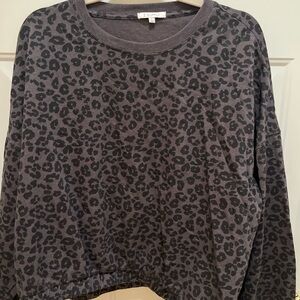 Z Supply Gray Black Leopard Print Women's Top Large